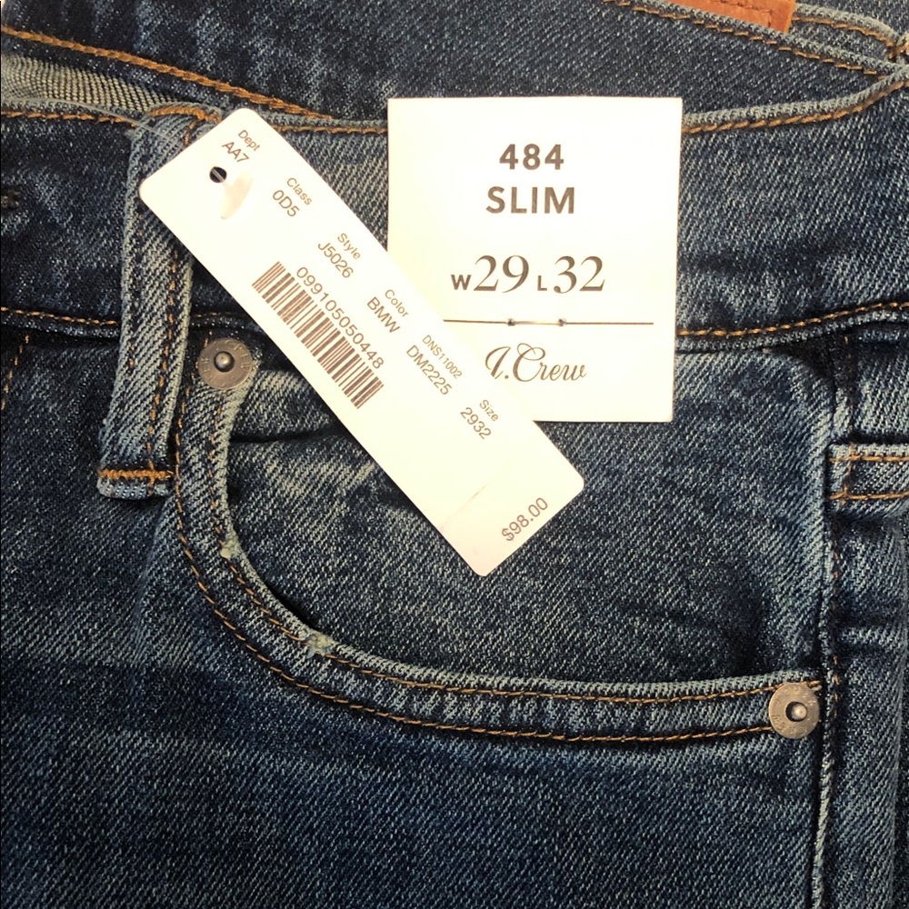 J. Crew 484 Slim Jeans in Dark Blue Denim